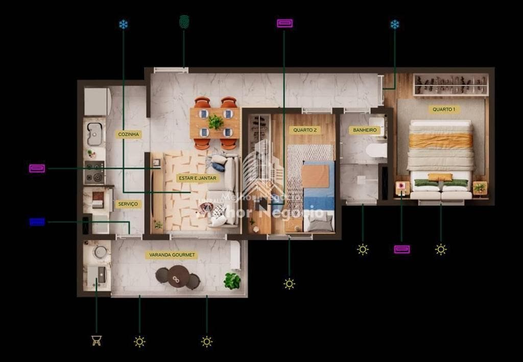 Apartamento à venda em Hortolândia, Reserva do Parque, com 2 quartos, com 51 m² — foto 2