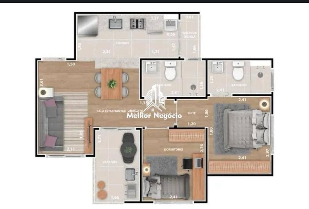 Apartamento à venda em Santa Bárbara D'Oeste, Reserva Centenária, com 2 quartos, com 54 m² — foto 3