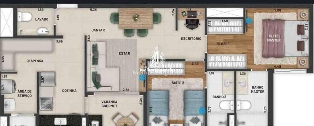 Apartamento à venda em Campinas, Chácara da Barra, com 2 quartos, com 81 m² — foto 3